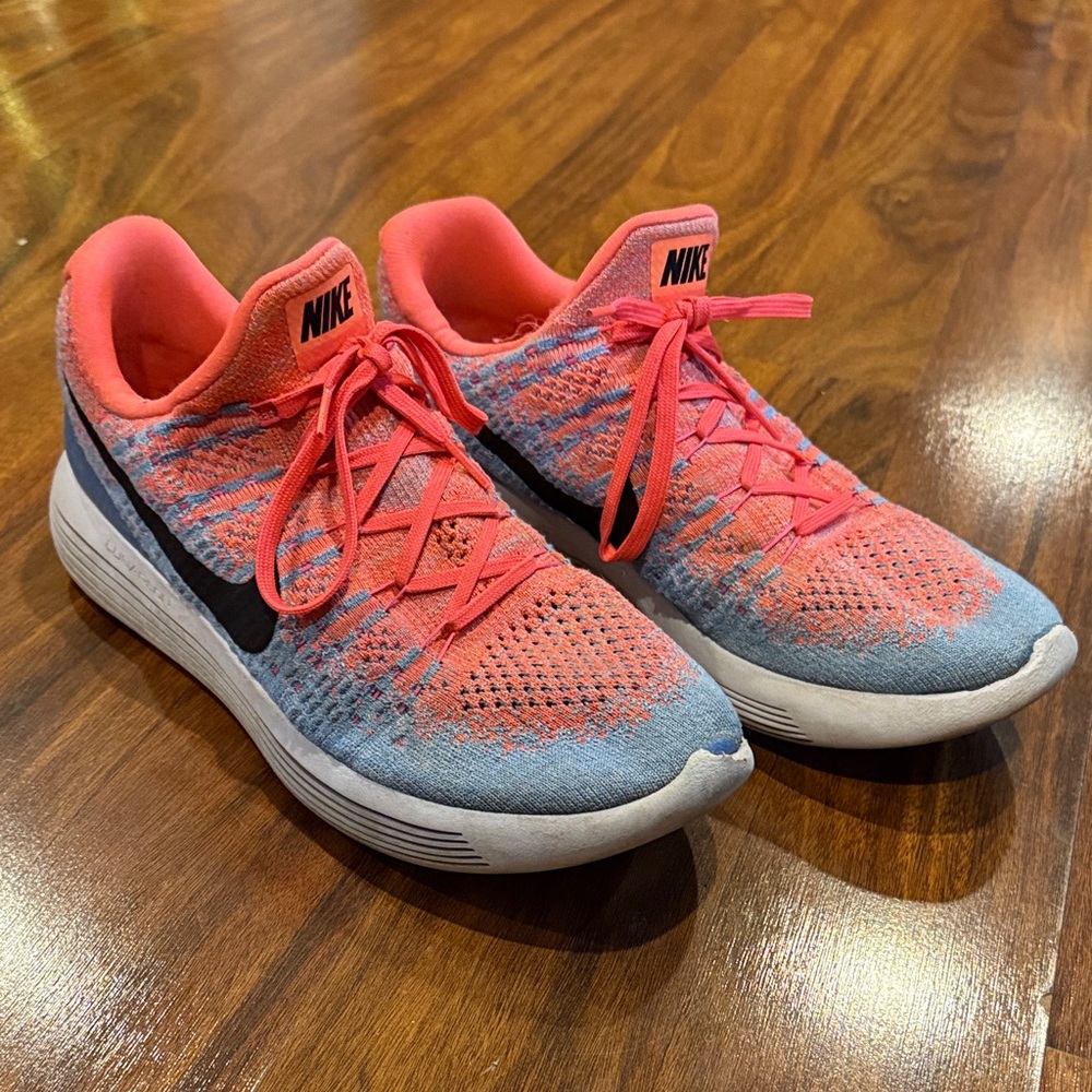 Nike Coral and Light Blue Sneakers